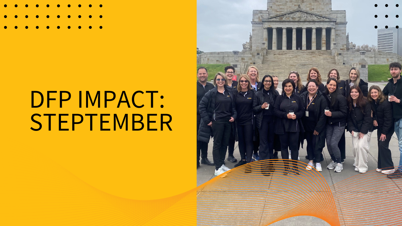 Hyperlink to YouTube video highlighting DFP’s participation in Steptember, featuring team members walking together to support the cause.